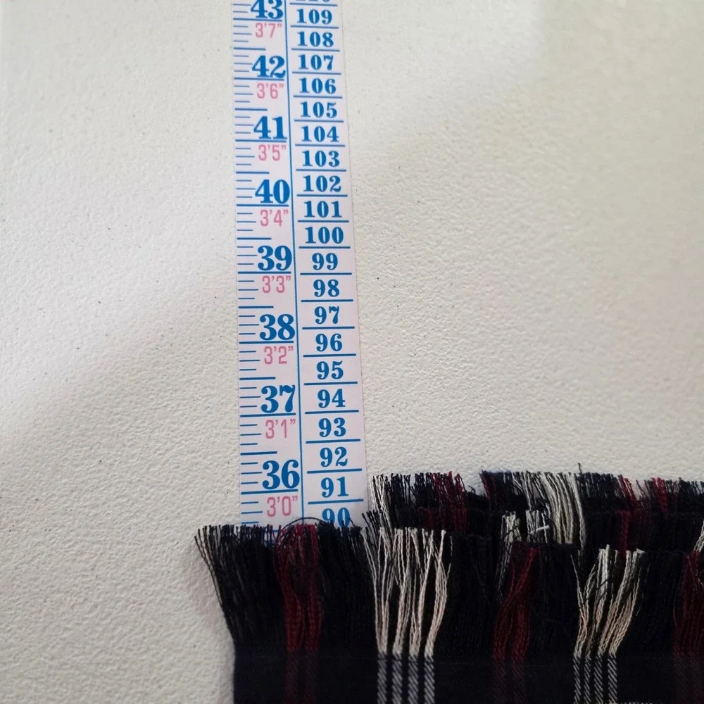 Maxi Skirt Women 12 Navy Red Plaid Fringed Hem Front Tie Preppy Academia‎